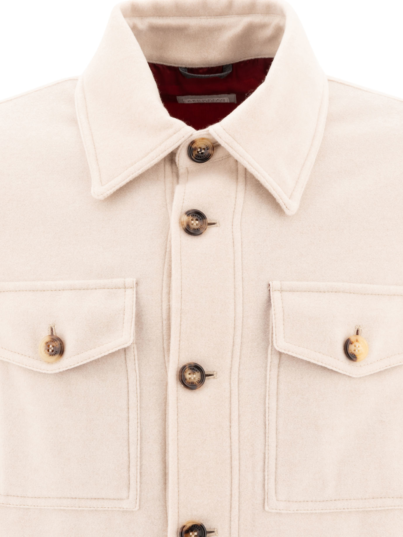 BRUNELLO CUCINELLI Beige Lightweight water-resistant cashmere overshirt